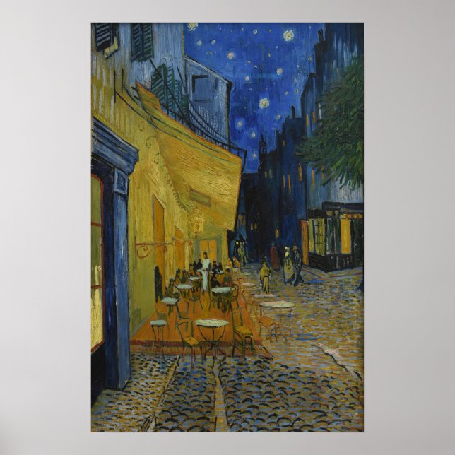 Póster Cafe Terrace de noche por Vincent van Gogh (Frente)