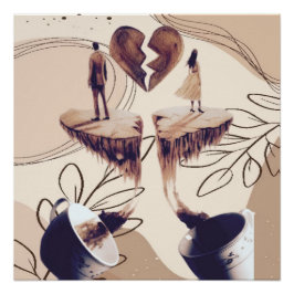 Póster Café, todo lo que necesitamos es café, hojas de ca