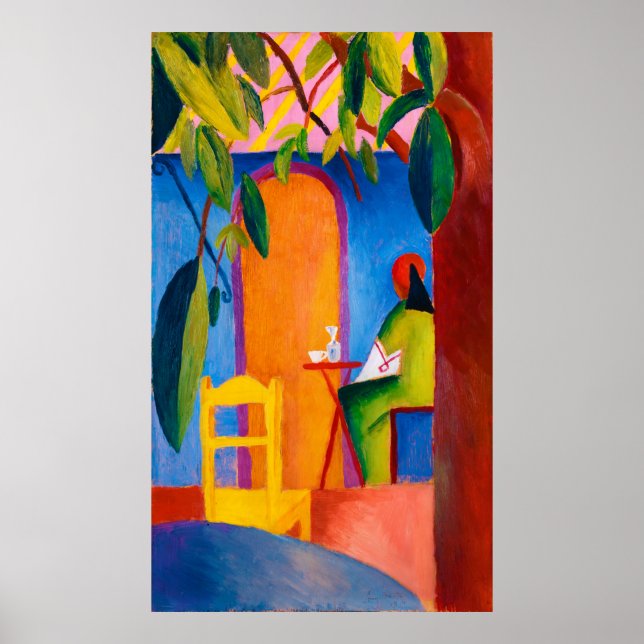 Póster Café Türkisches por August Macke (1914) (Frente)