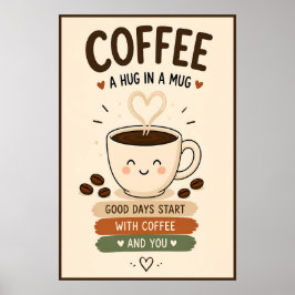 Póster Café Un Abrazo En Una Taza 16x24
