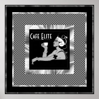Póster Café Vintage Elite Art Déco