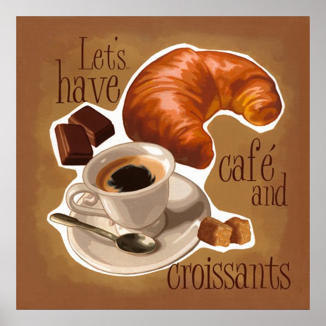Póster Café y croissants (Frente)