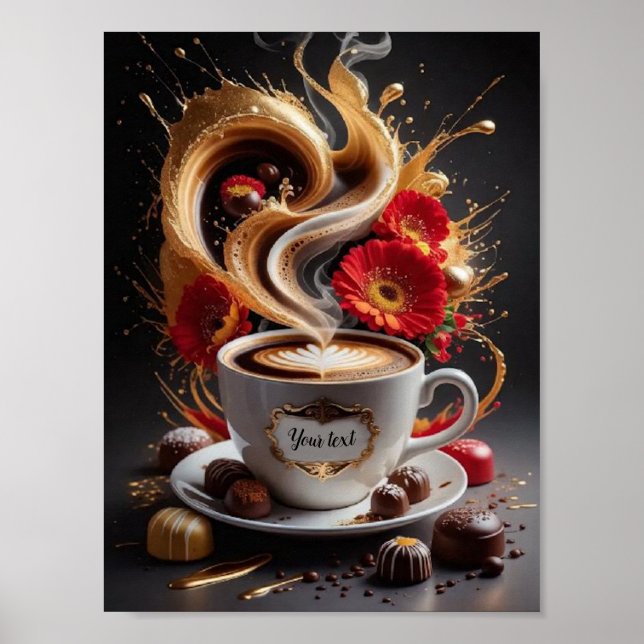 Póster Café y flores (Frente)