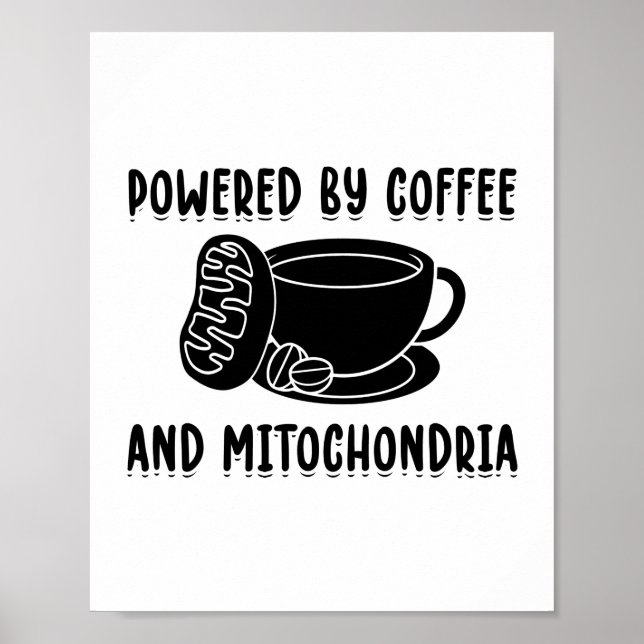 Póster Café y Mitochondria | Regalos de ciencias de la bi (Frente)