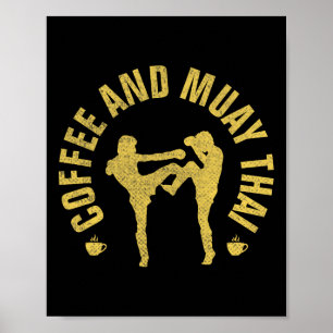 Póster Café y Muay Thai Regalo Divertido de Mma Kickboxin