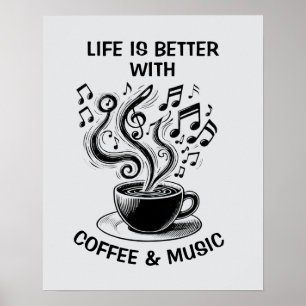 Póster Café y música