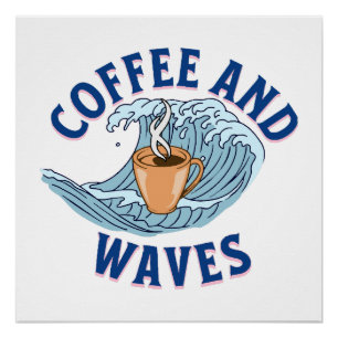 Póster Café y Olas