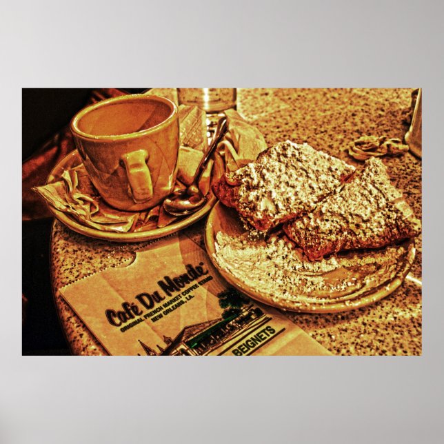 Póster Café y pekinés en el Café Du Monde (Frente)