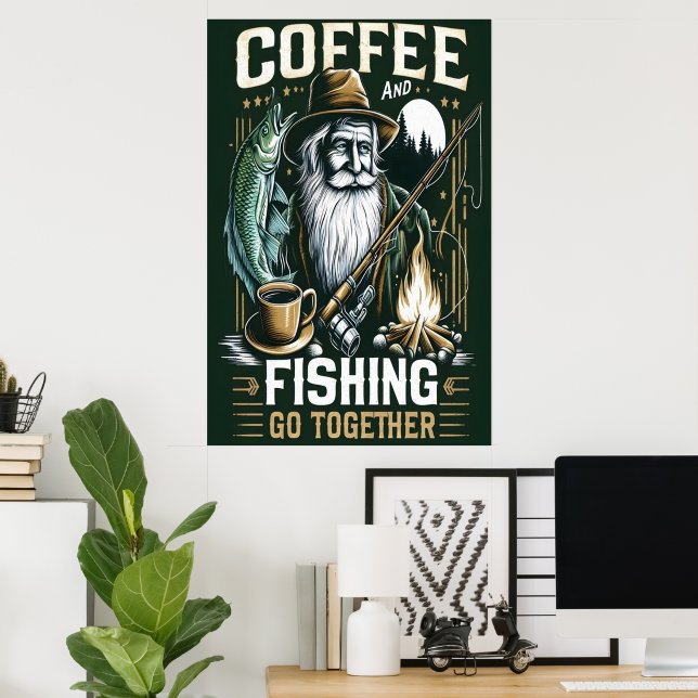 Póster Café Y Pesca Juntos (Oficina en casa)