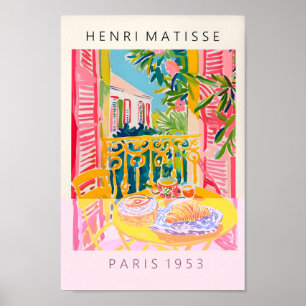 Póster Café Y Poster Croissant, Matisse Style Art Pri