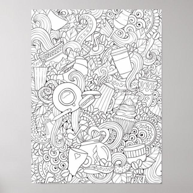 Póster Café Y Té Doodle 2 (Frente)