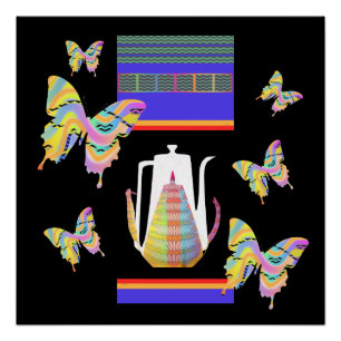 Póster Cafés de mariposas