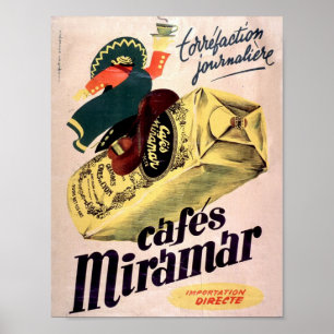 Póster Cafes Miramar Publicidad francesa