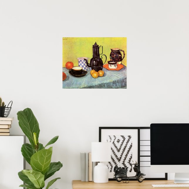 Póster Cafetera de Esmalte Azul por Vincent van Gogh (Oficina en casa)