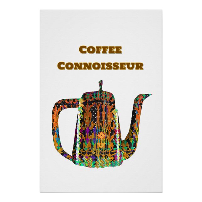 Póster Cafetera floral para conocedores del café (Anverso)