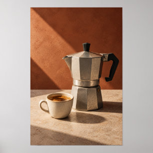 Póster Cafetera italiana Moka y espresso – Co minimalista
