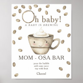 Póster Cafetera que prepara ducha para bebés Bar Momosa