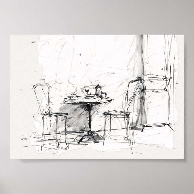 Póster Cafetería al aire libre - Café relajante (Frente)