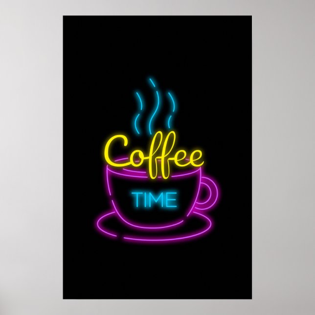 Póster Cafetería artística Neon Art Easy Coffee Art (Frente)