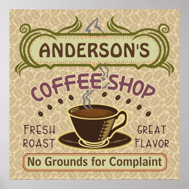 Póster Cafetería con Copa Crea tu propia Personalización (Frente)
