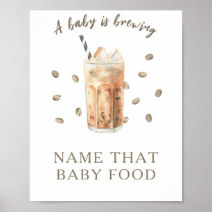 Póster Cafetería con ducha de bebé Juego de alimentos par