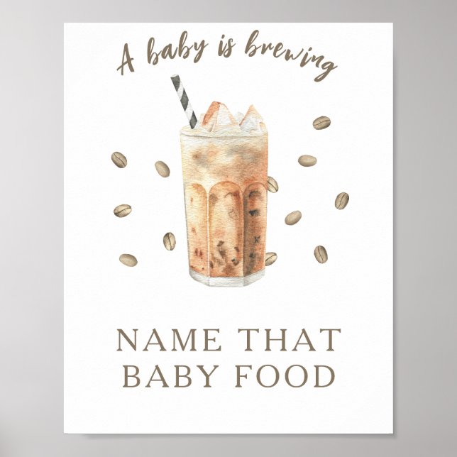 Póster Cafetería con ducha de bebé Juego de alimentos par (Frente)