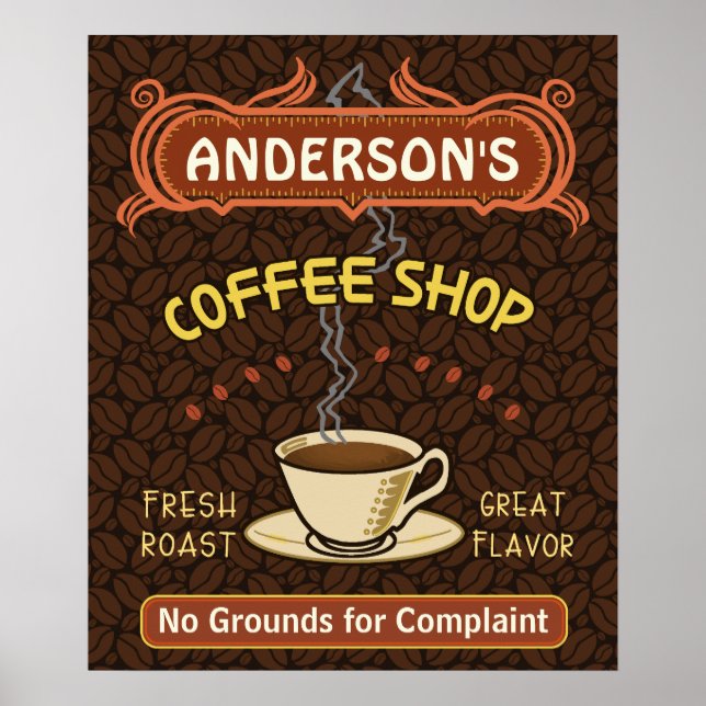 Póster Cafetería con Mug Crea tu Propia Personalización (Frente)