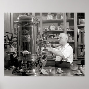 Póster Cafetería de espresso, 1942. Foto antigua
