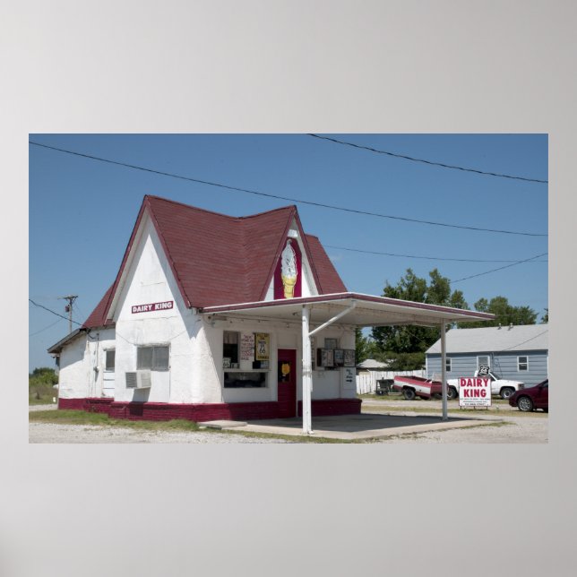 Póster Cafetería de helado King Dairy, Route 66, Commerce (Frente)