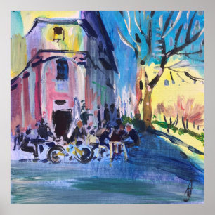 Póster Cafetería de la ciudad de pintura moderna