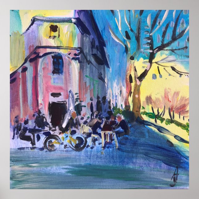 Póster Cafetería de la ciudad de pintura moderna (Frente)