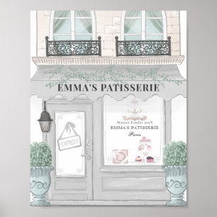 Póster Cafetería francesa Panadería Fondo gris