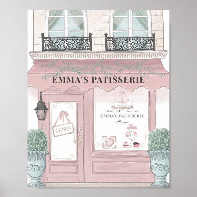 Póster Cafetería francesa Panadería Patisserie de fondo r (Frente)