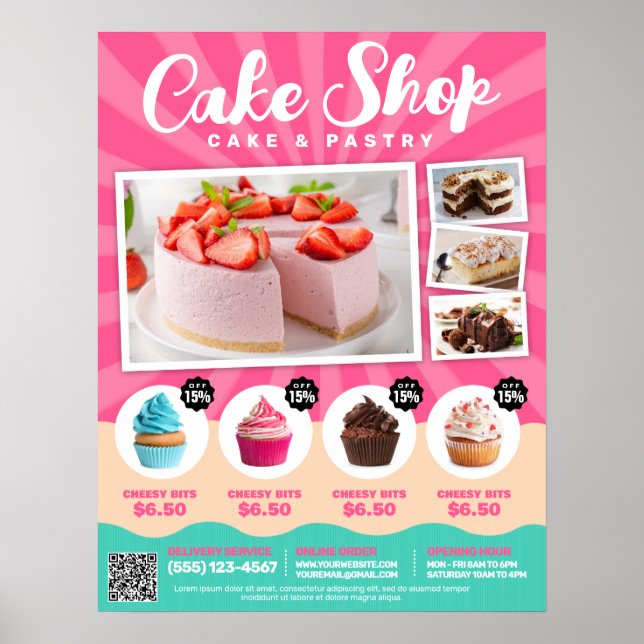 Póster Cafetería, Panadería, Artículos de confitería - (Frente)