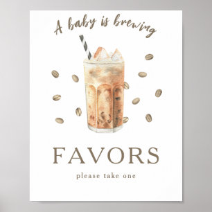 Póster Cafetería que prepara la ducha de bebé Favors