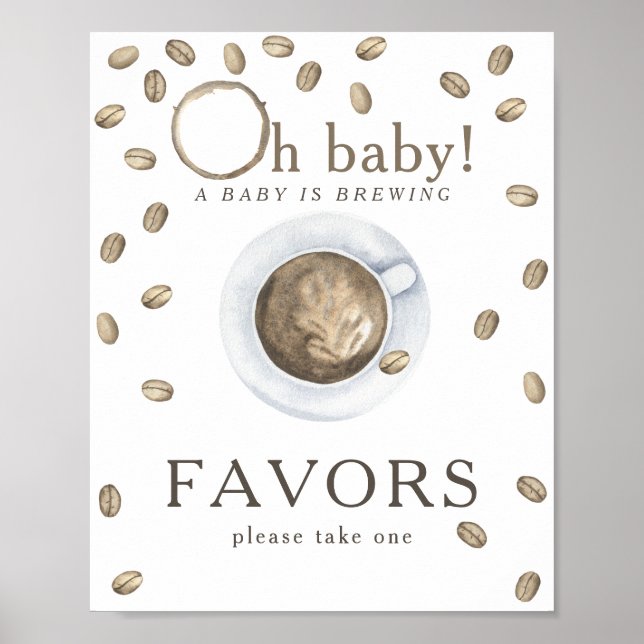 Póster Cafetería que prepara la ducha de bebé Favors (Frente)