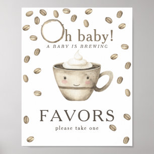 Póster Cafetería que prepara la ducha de bebé Favors