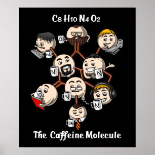 Póster Cafetería Química Molécula Ciencia Café Geek