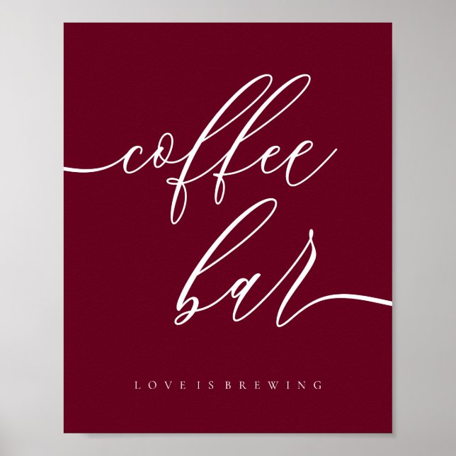 Póster Cafetería Simple Burgundy (Frente)
