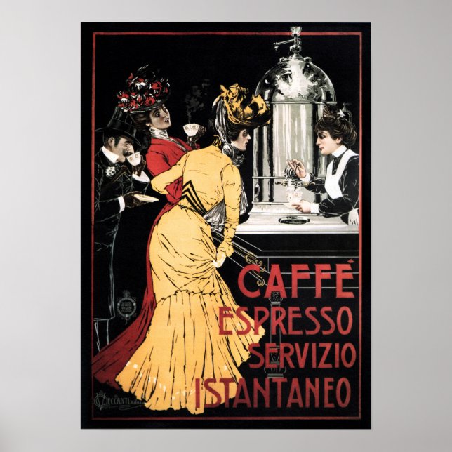 Póster CAFFE ESPRESSO SERVIZIO ISTANTANEO Café italiano (Frente)