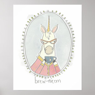 Póster Caffeinated Cutie   Brew Unicorn