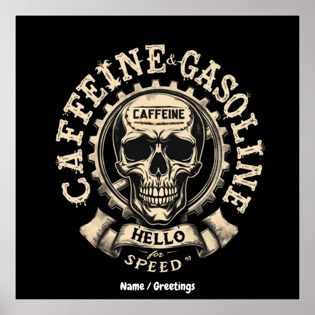 Póster Caffeine y Gasolina saludan al Pegatina de velocid (Frente)