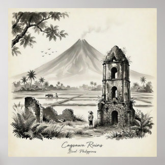 Póster Cagsawa Ruins & Mayon Volcano Philippines