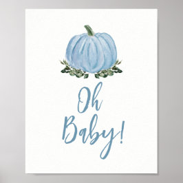 Póster Caída Azul Calabaza Baby Shower Oh Bebé Rótulo