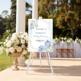 Póster Caída Azul Calabaza Niño Bebé ducha Signo de bienv