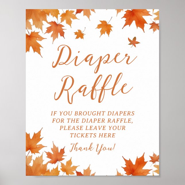 Póster Caída Baby Shower Diaper Raffle (Frente)