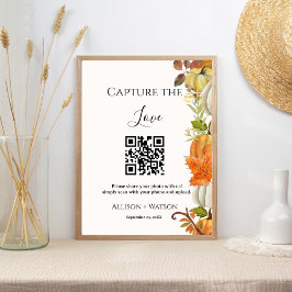 Póster Caída boda Captura amor QR boda de código foto