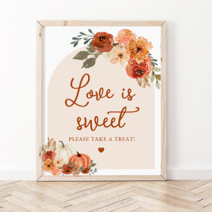 Póster Caída Boho Terracotta Calabaza El amor es dulce Ró