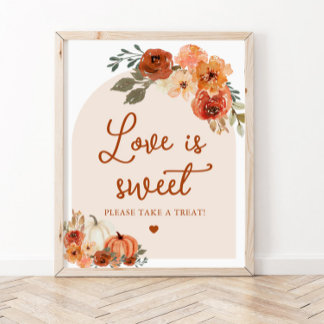Póster Caída Boho Terracotta Calabaza El amor es dulce Ró