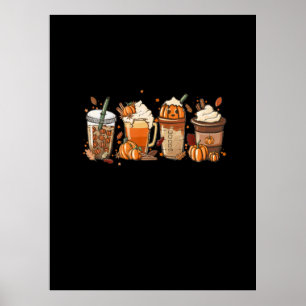 Póster Caída Café Otoño Descanso de Acción de Gracias Hal